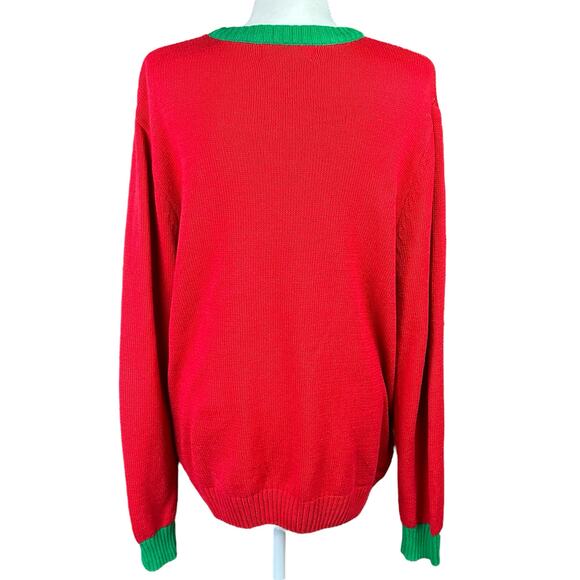 Imagin8 Holiday Ugly Sweater Size Large Red Green White Llama Fun Cozy Pullover - Picture 2 of 10